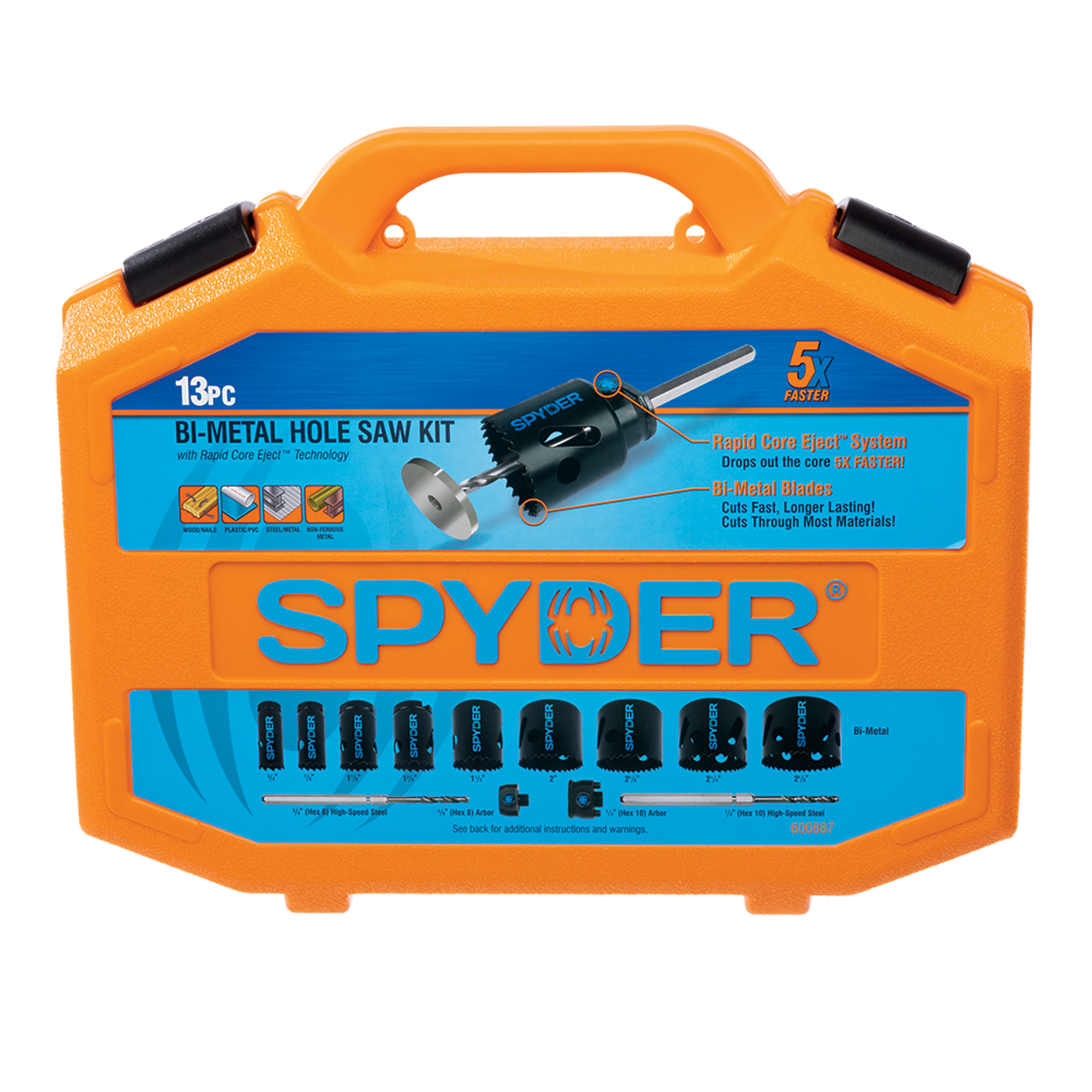SPYDER Rapid Core Eject™ Bi-Metal, 13-Piece Bi-Metal Hole Saw Kit, Included (qty.) 13 Model# 600887